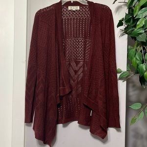 Pink Rose Brown Open Cardigan‎ size small